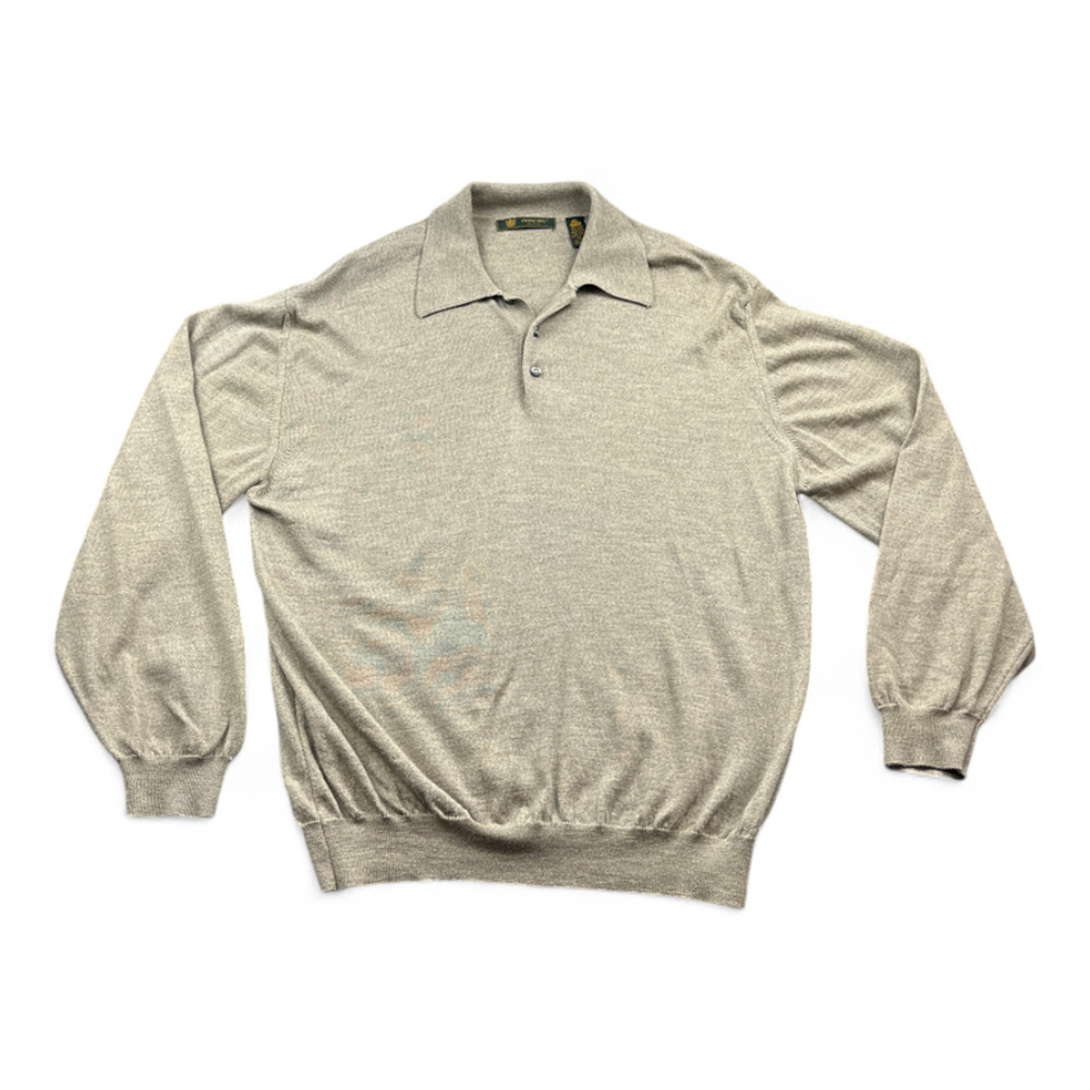 Principe Polo Shirt Adult EXTRA LARGE Brown Merino Wool Extra Fine Made Italy